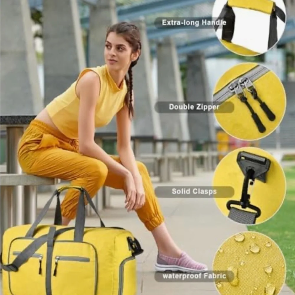 DIMAYAR Yellow and Gray Unisex Duffel Travel Bag